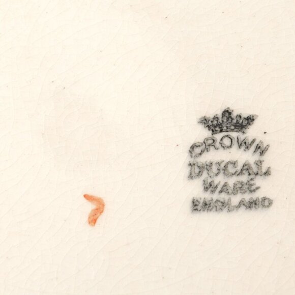 Vintage Crown Ducal England 'PURPLE CHINTZ' 8" Dessert Plate Yellow Octagonal - Picture 5 of 5